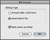 The PsychBook CMS billing options window