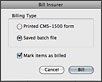 The PsychBook CMS billing options window